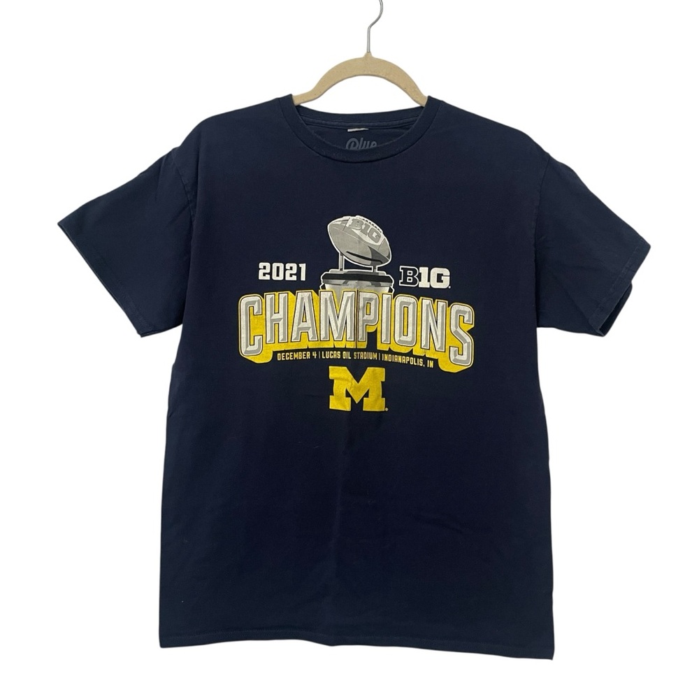 Michigan Wolverines Men's Size Medium Big Ten 2021 Champions T-Shirt Dec. 4 Indy